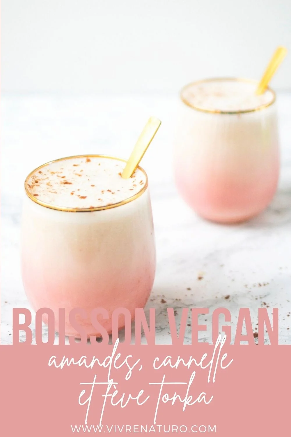 Délicieuse boisson d'amandes vegan à la cannelle et à la fève tonka, très simple et rapide à réaliser - Vivre Naturo - Blog - Recette #boissonvegan #recettevegan #healty