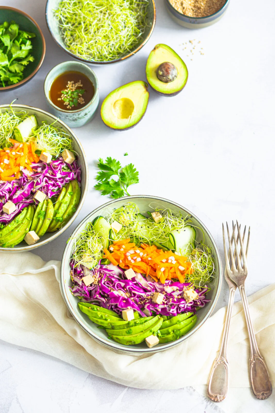 salade estivale et sauce sésame gourmande