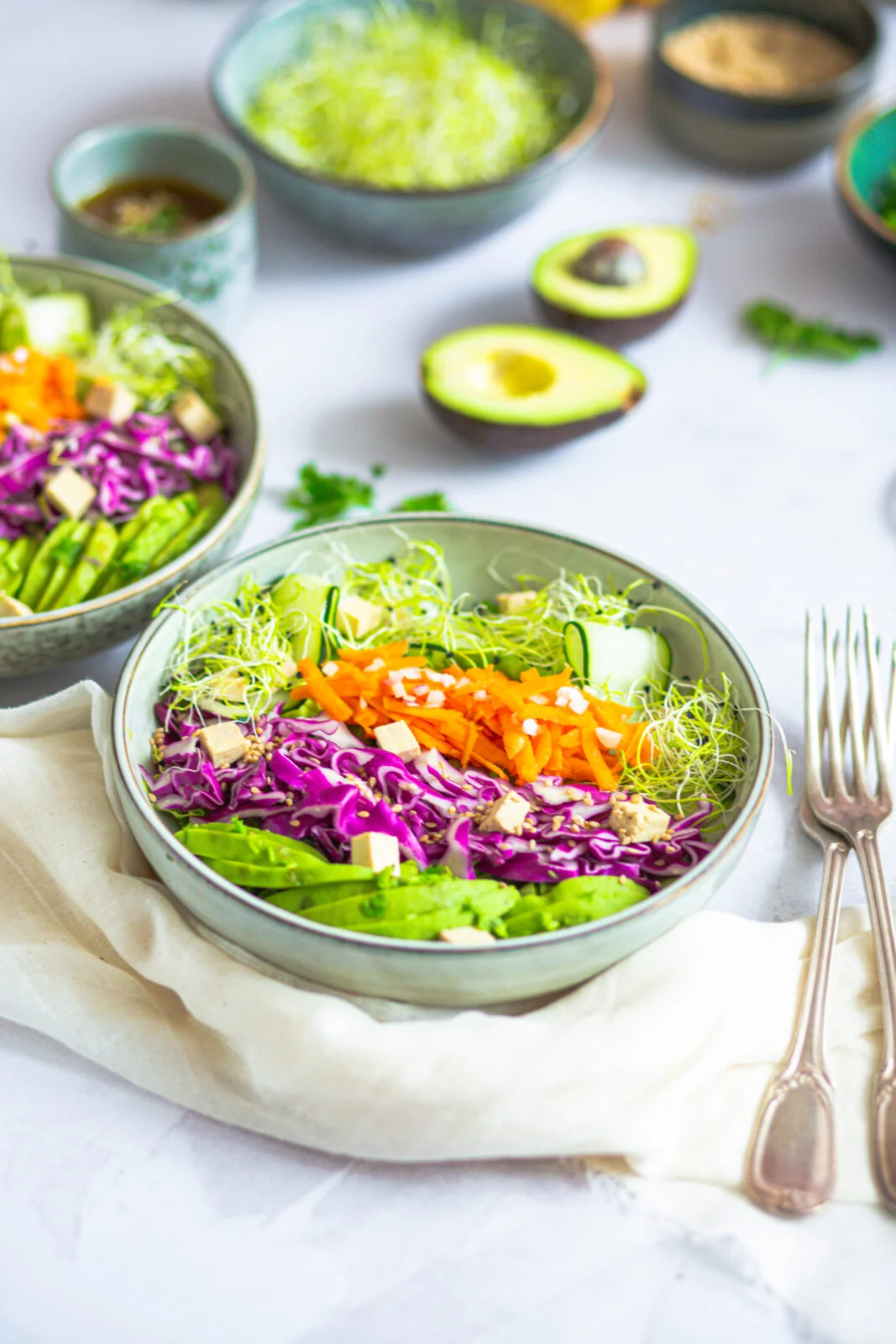 salade estivale et sauce sésame gourmande